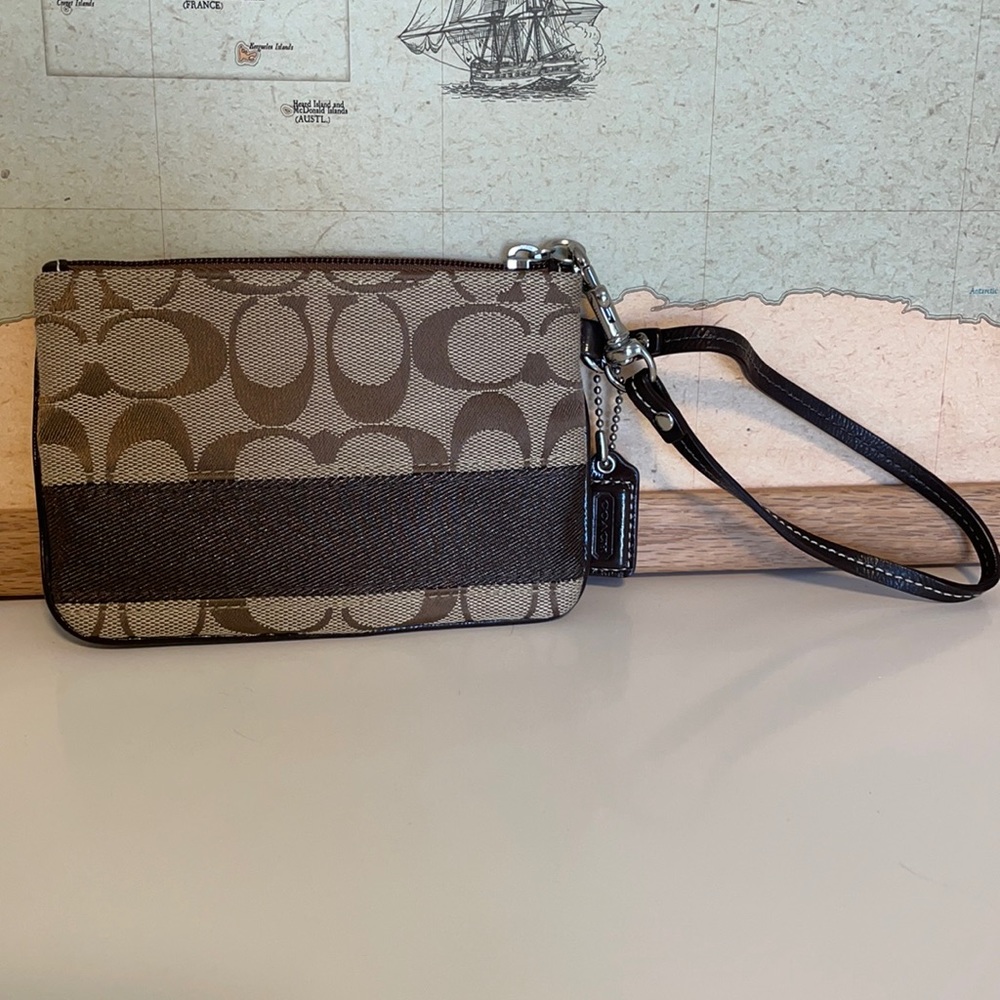 Signature Print Coach Wristlet